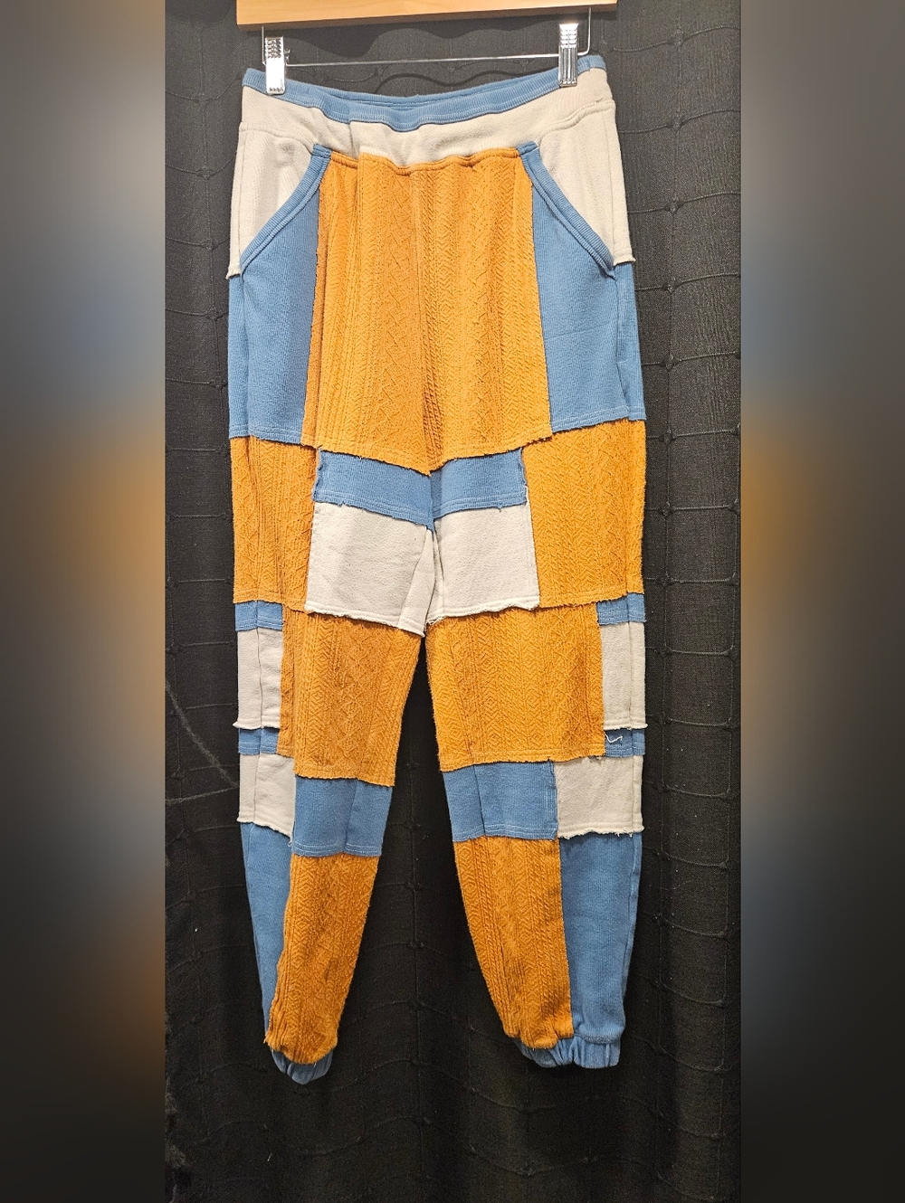 FP Movement Free People Making It Patchwork Joggers Blue Orange S - Picture 7 of 9